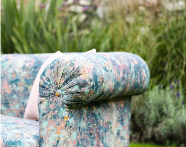 Close up of restored Chesterfield sofa