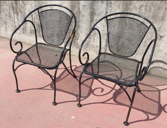 Old iron garden chairs