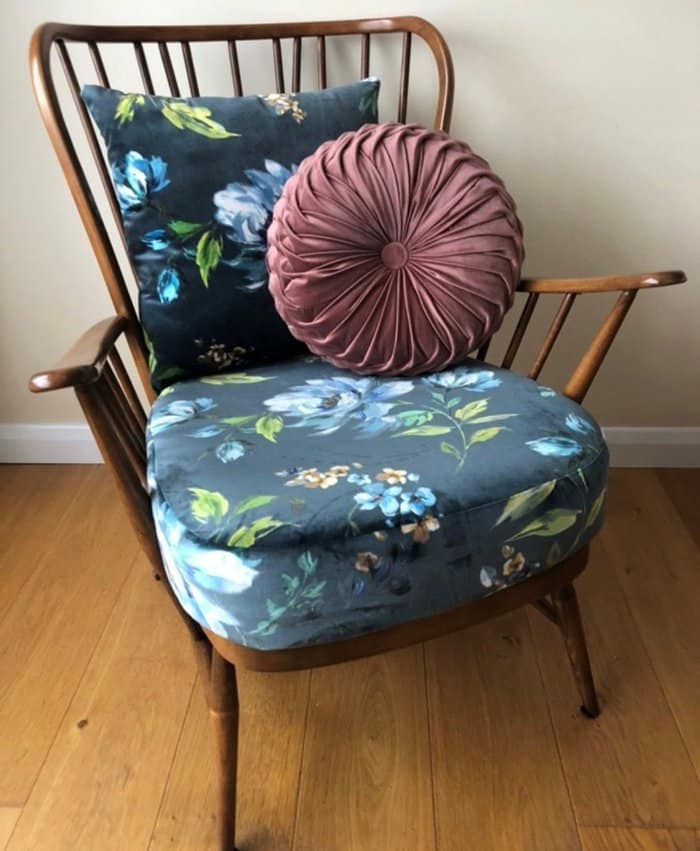Reupholstered Ercol wooden chair