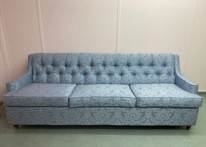 Blue patterned sofa
