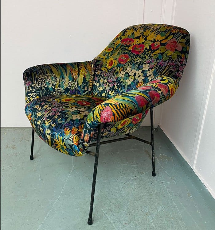 Patterned fabric armchair