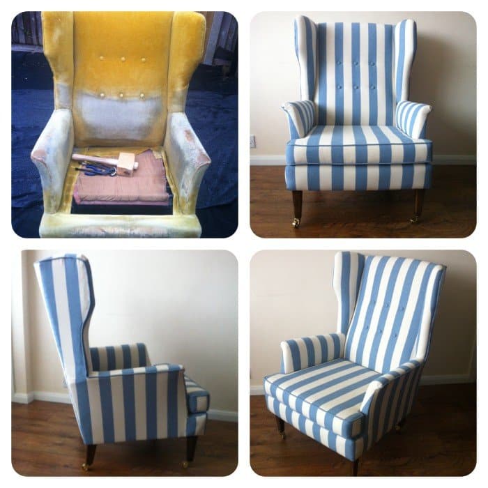 Reupholstered armchair