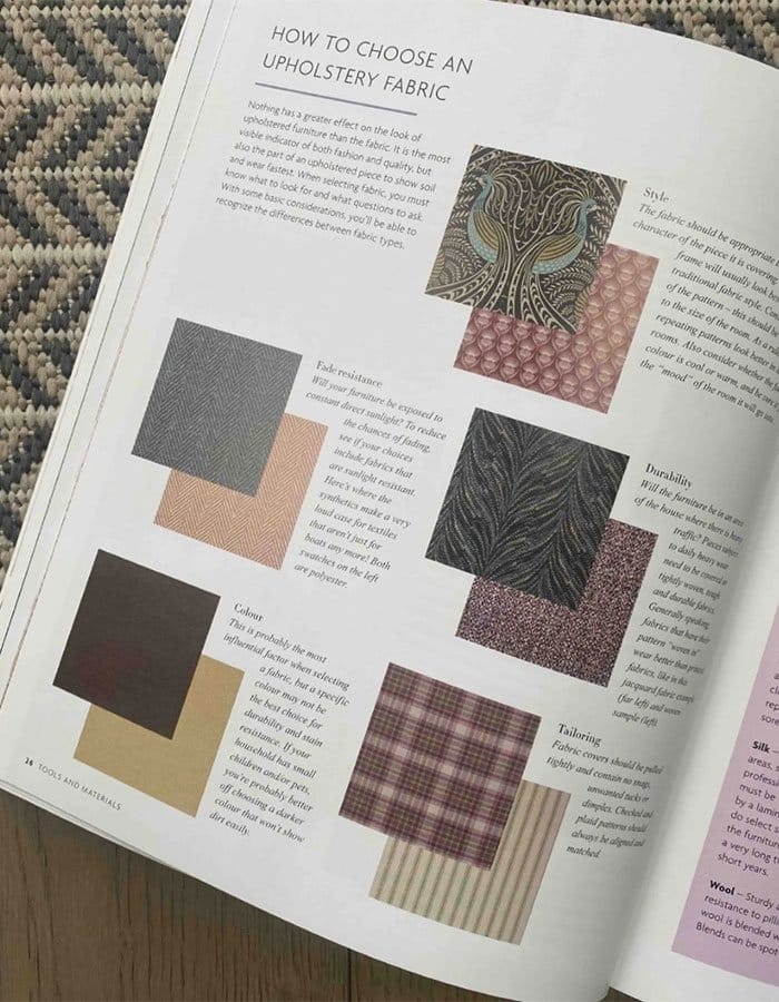 The Upholstery Bible - How to choose an upholstery fabric page