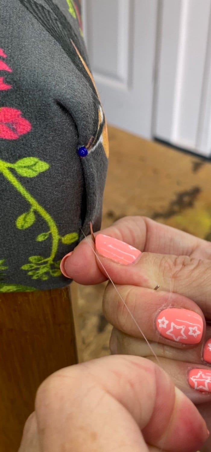 How to slip stitch - Slip stich threading between two bits of chair fabric