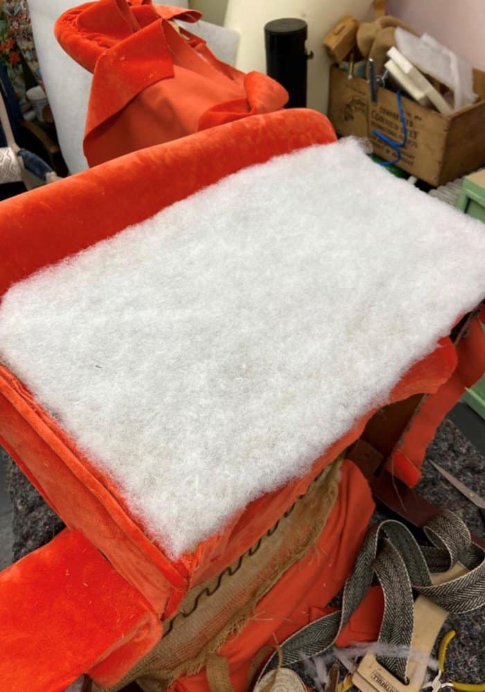 adding polyester to the wings when reupholstering a chair