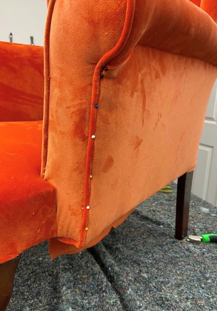 adding hessian and polyester to the outside when reupholstering a chair