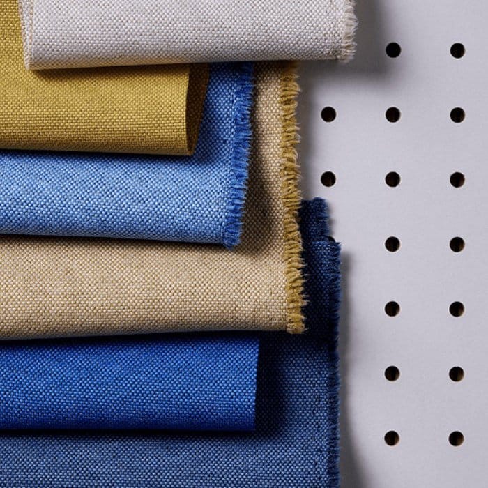 close up of different coloured Camira recycled fabrics