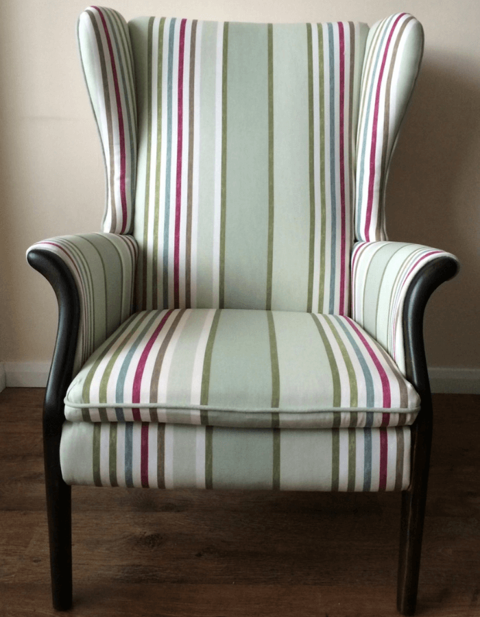 Parker knoll Froxfield chair in green stripe fabric