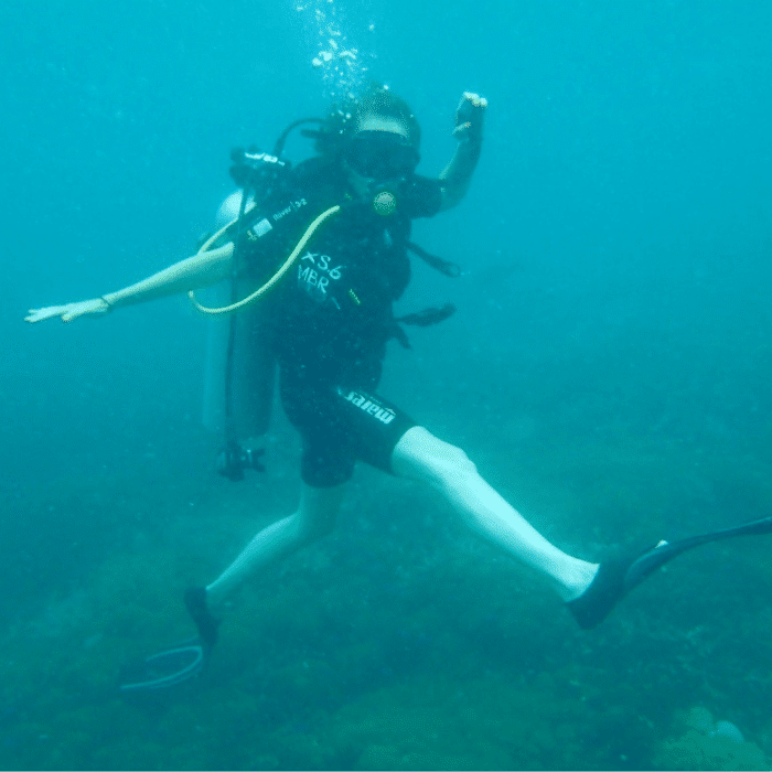 Sharon O'Connor scuba diving on first holiday after starting business