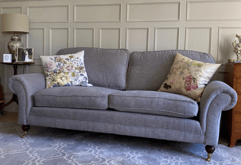 A client's pre-loved sofa reimagined in new eco-friendly fabric.