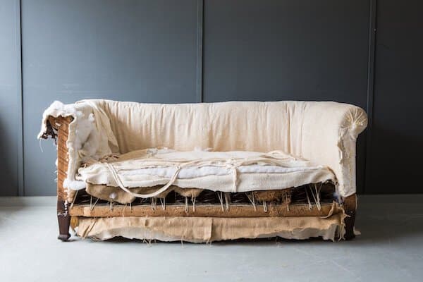 Virtual Vintique – Online Courses with Sharon O’Connor Sofa stripped back before reupholstery