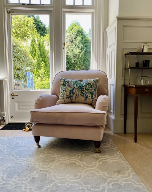 Arm chair covered in Warwick Fabrics Plush Velvet