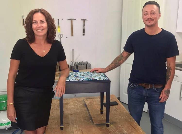 Sharon O'Conner with upcycled piano stool