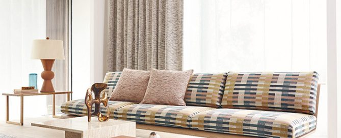 Oxley Range by Romo fabric reupholstered sofa
