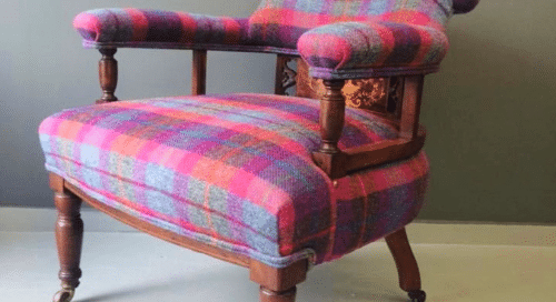 Captain's chair transformed with Harris Tweed: How to make your upholstery project a success