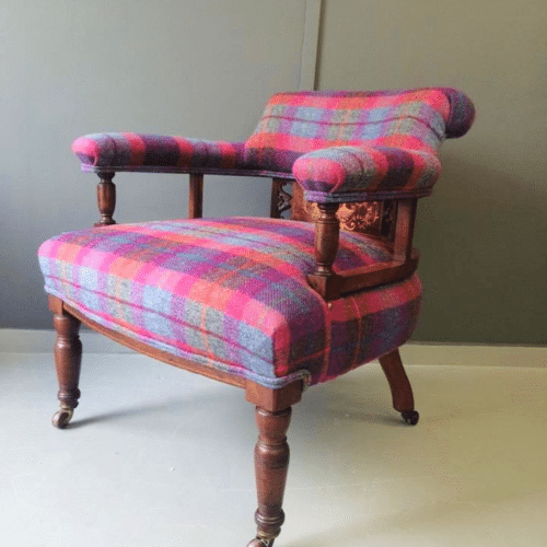 Captain's chair transformed with Harris Tweed: How to make your upholstery project a success