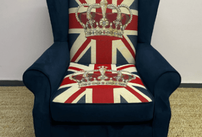 Custom Union Jack wingback chair