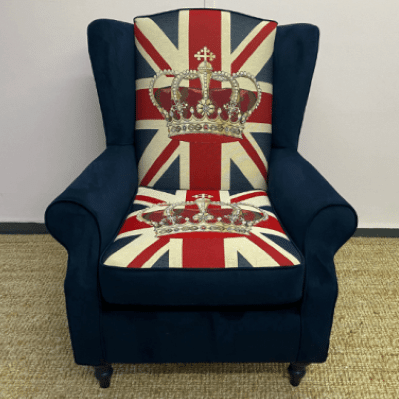 Custom Union Jack wingback chair