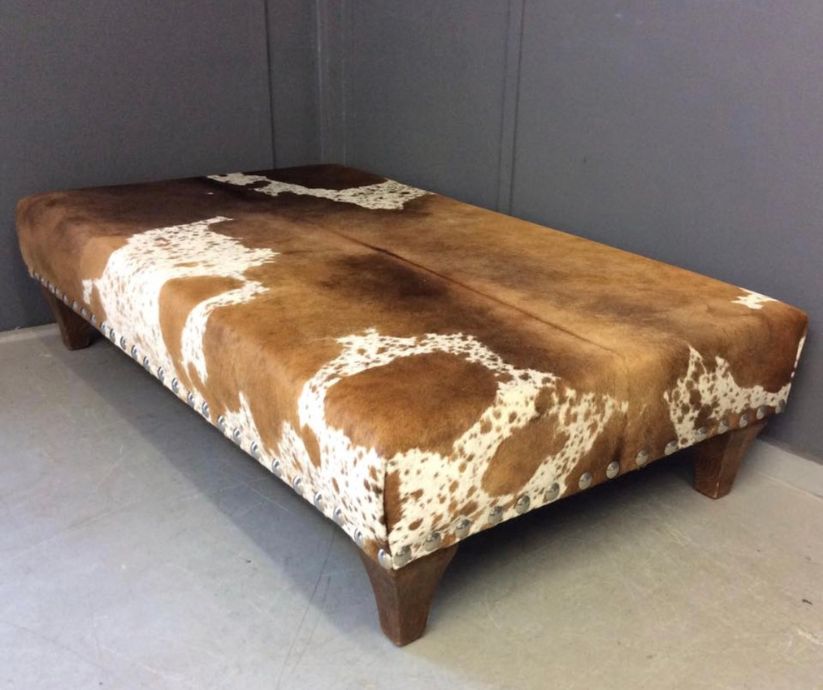 cow print footstool