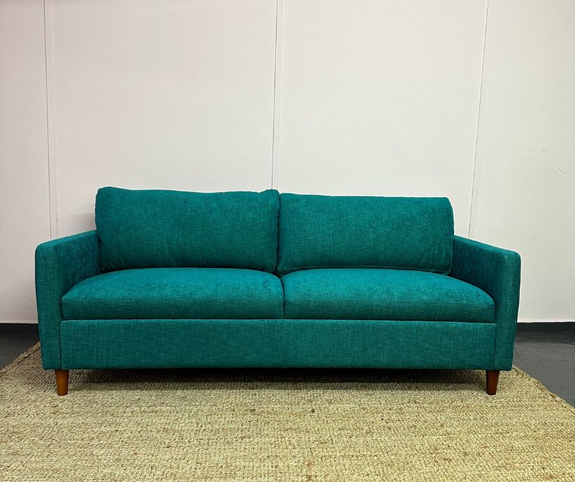 Green reupholstered sofa - Vintique Upholstery